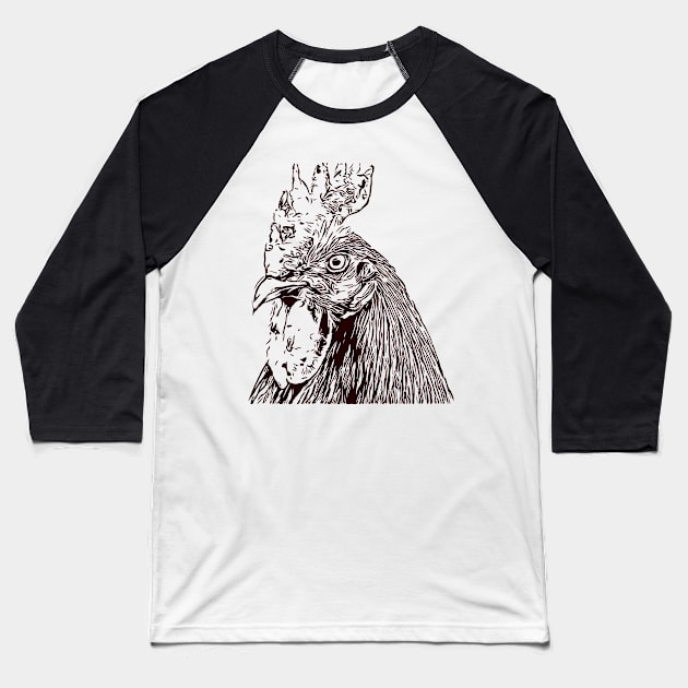 rooster line art Baseball T-Shirt by sarelitay